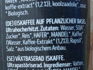 Zutatenliste Eiskaffee