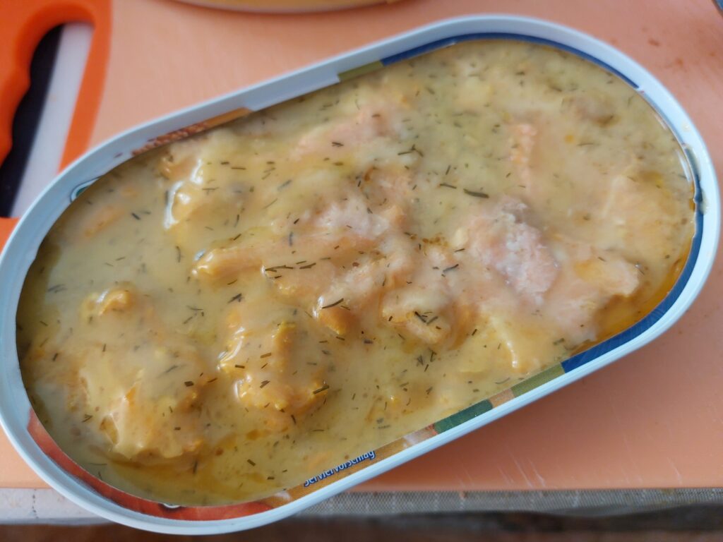 Lachsfilet in Honig-Senf-Dill-Sauce in Dose