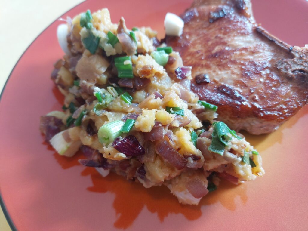 Schweinekarree an Kartoffel-Zwiebel-Stampf