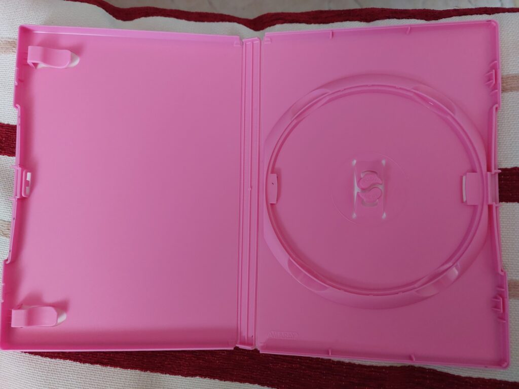 Pinke DVD-Hülle von innen