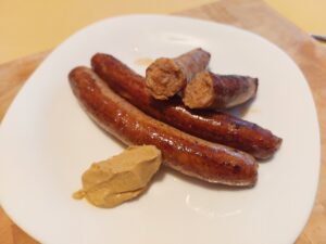 Bio-Bratwurst, grob, mit Senf