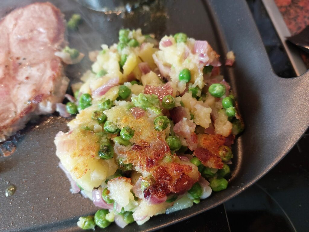 Kartoffel-Erbsen-Ding, zerbröselt