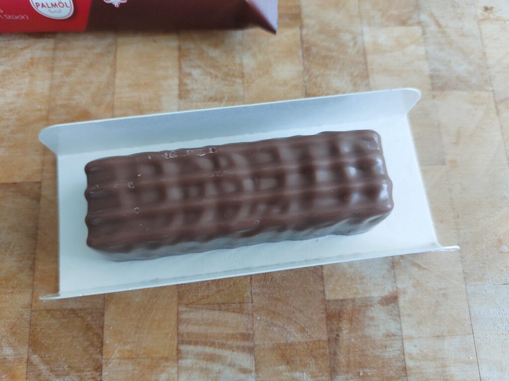 Schoko-Riegel verpackt, innen und außen, der Trick